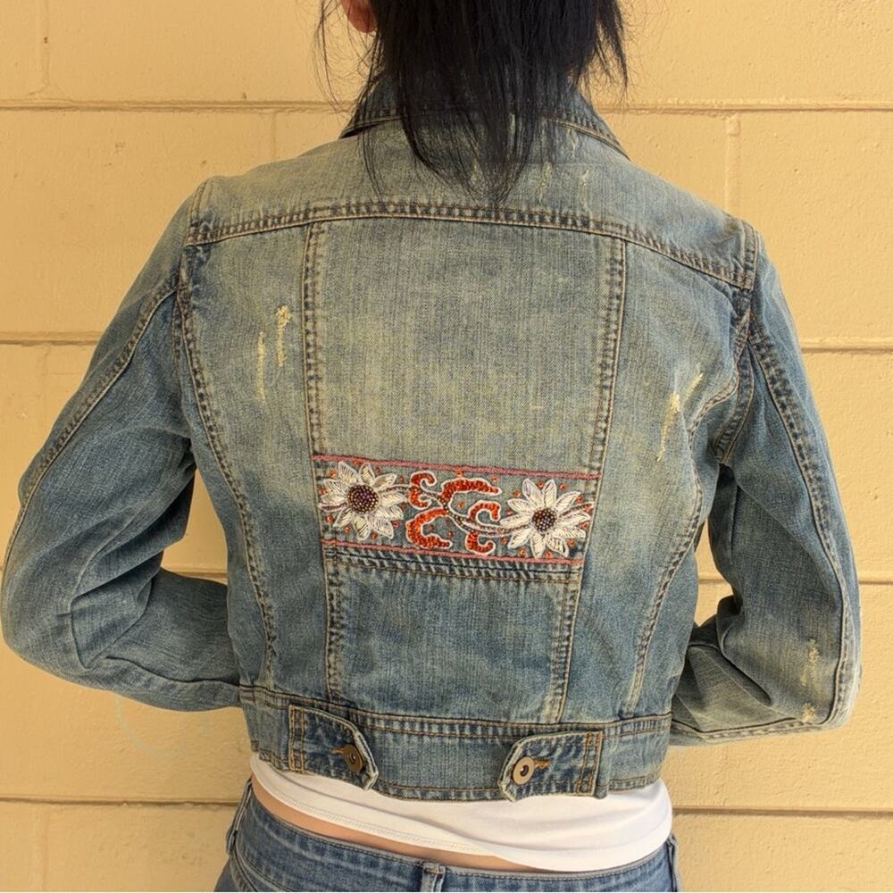 Y2K Cache McBling Denim Vest Floral Accents XS - Picture 3 of 9